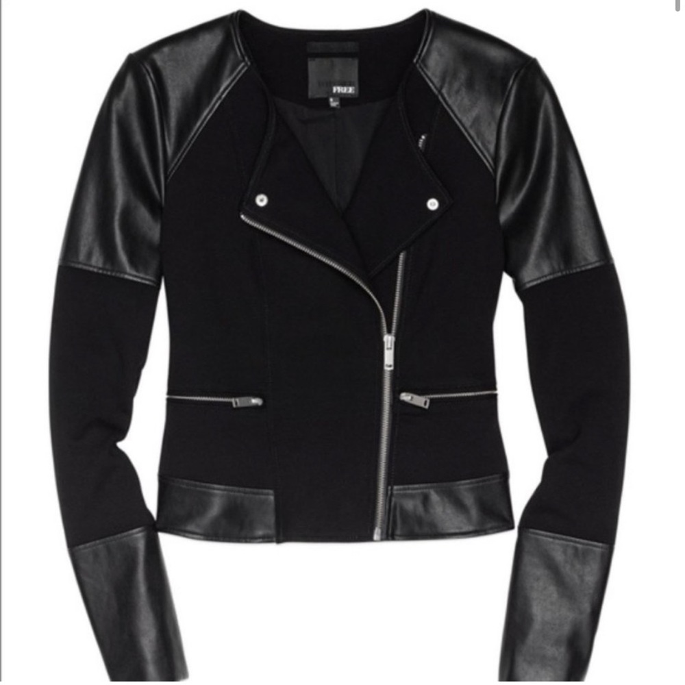 Aritzia Wilfred Free Leona Black Moto Jacket Size XS